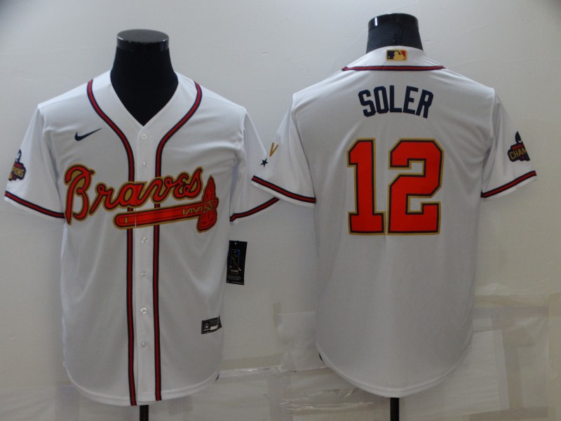 Men's Atlanta Braves Jorge Soler #12 White Jersey